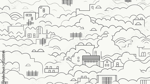 Geometric patterns forming a series of drone views  representing the organized structures of cities  the natural patterns of landscapes  and the orderly layouts of diverse scenes. simple minimalist