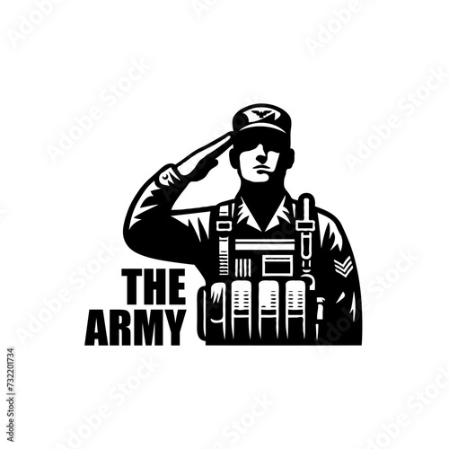 Army soldier salute silhouette logo icon vector illustration.