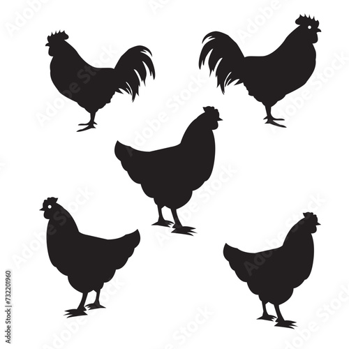 set of chicken silhouettes
