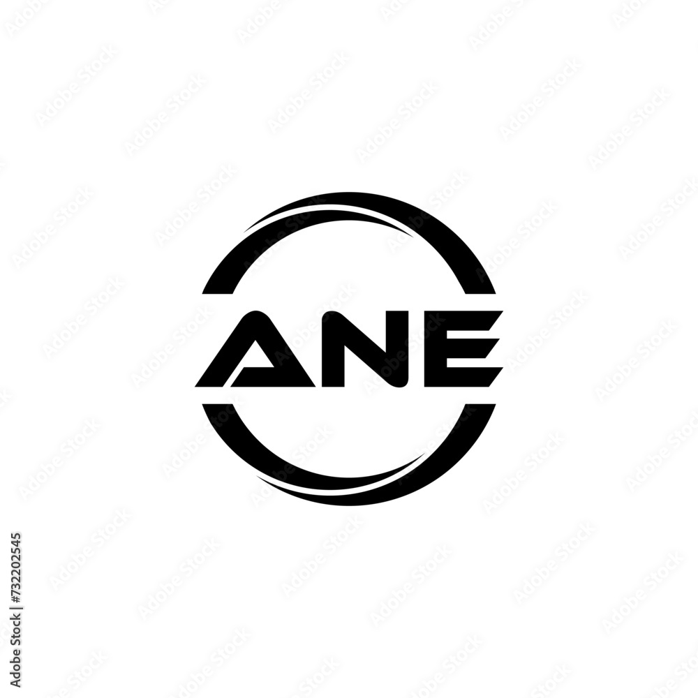 ANE letter logo design with white background in illustrator, cube logo, vector logo, modern alphabet font overlap style. calligraphy designs for logo, Poster, Invitation, etc.
