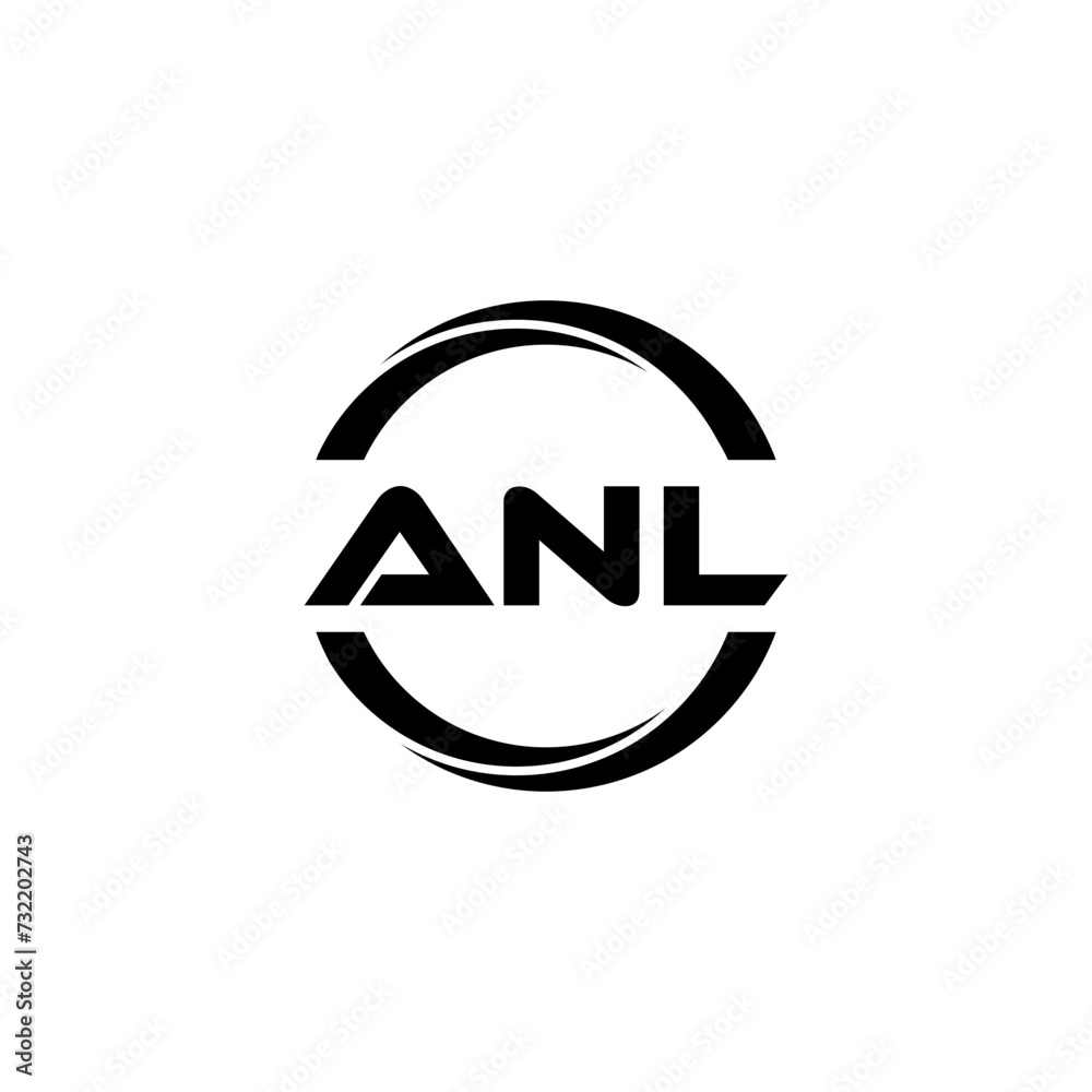 ANL letter logo design with white background in illustrator, cube logo, vector logo, modern alphabet font overlap style. calligraphy designs for logo, Poster, Invitation, etc.