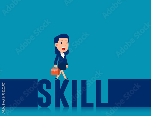 Business skill for positive progress. Business skill development vector concept