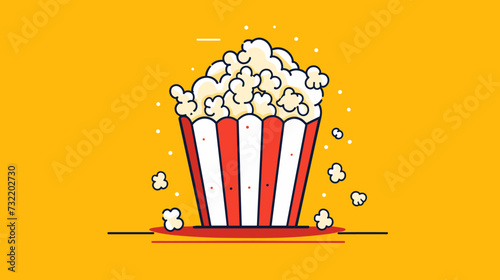 Illustration of a popcorn bucket surrounded by playful popcorn shapes  representing the joy and snackable appeal of a popcorn-filled setting. simple minimalist illustration creative photo