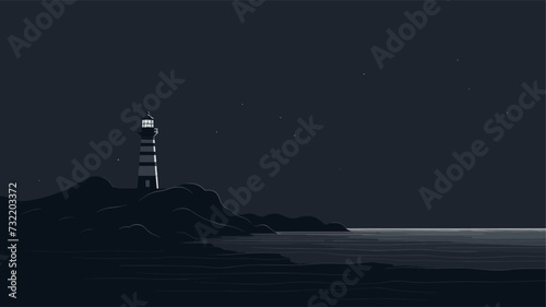 Vector illustration of a lighthouse guiding others through darkness  metaphorically representing support and assistance during difficult times. simple minimalist illustration creative