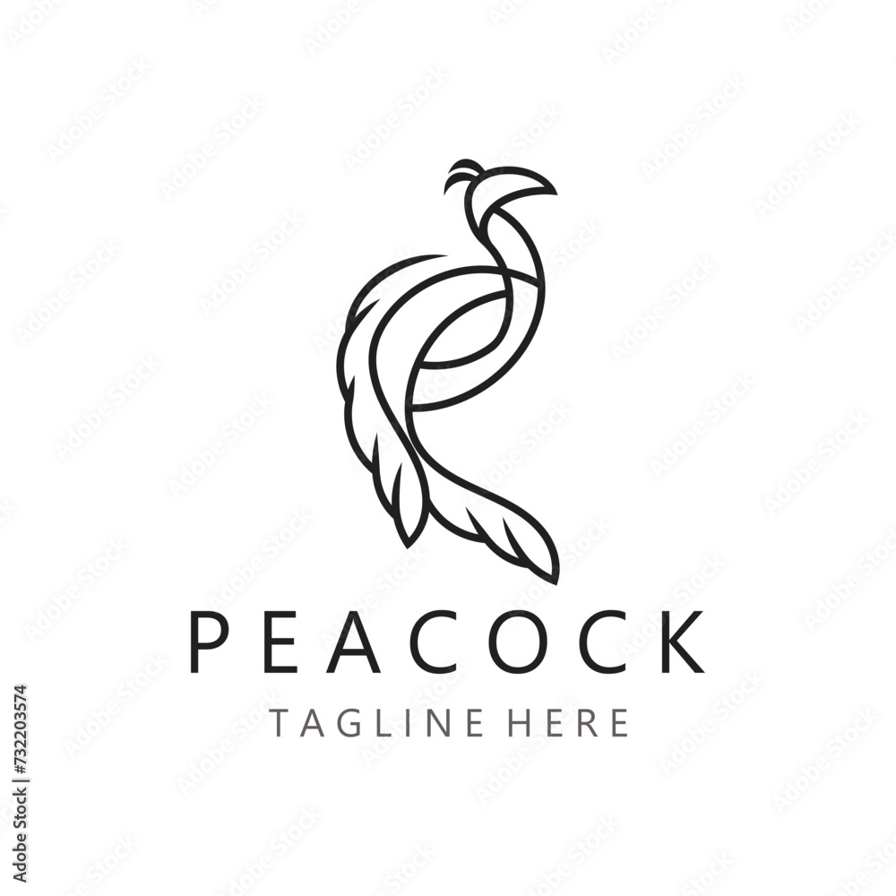 Peacock logo line art elegant concept icon design template flat vector Peacock logo line art elegant concept icon design template flat vector