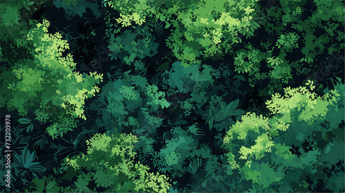 Aerial view of a rainforest canopy  illustrating the intricate layers of vegetation and emphasizing the importance of conservation for these vital lungs of the Earth. simple minimalist illustration