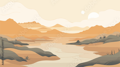 Vector art collection depicting top views of lush forests  arid plains  meandering rivers  and rolling hills  portraying the rich tapestry of ecosystems and geographic features. simple minimalist