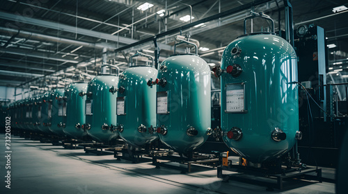Argon and oxygen tanks in factories for industrial use