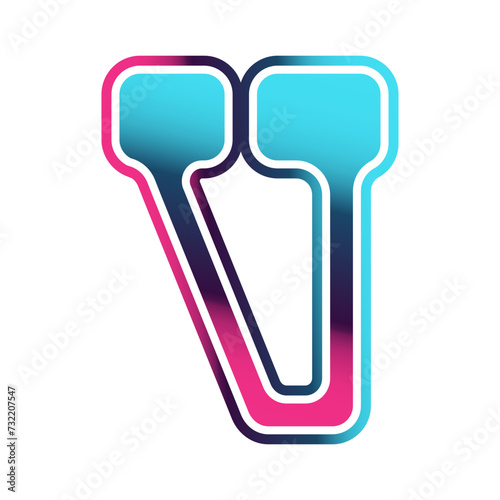 retro futuristic letter V