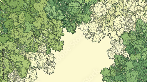 Aerial view of a rainforest canopy  illustrating the intricate layers of vegetation and emphasizing the importance of conservation for these vital lungs of the Earth. simple minimalist illustration