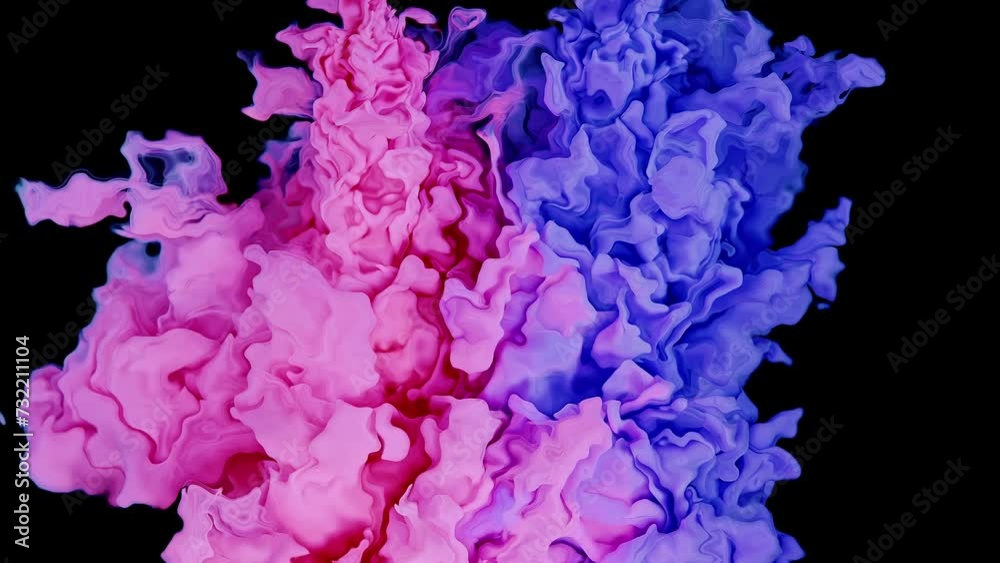 Dynamic Spectrum: Red Ink and Blue Paint Create an Abstract Spectrum Against the Black Abyss Dynamic Spectrum: Red Ink and Blue Paint Create an Abstract Spectrum Against the Black Abyss