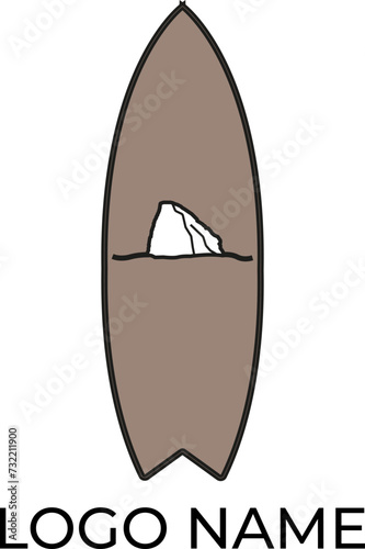 rock surf icon logo design vector