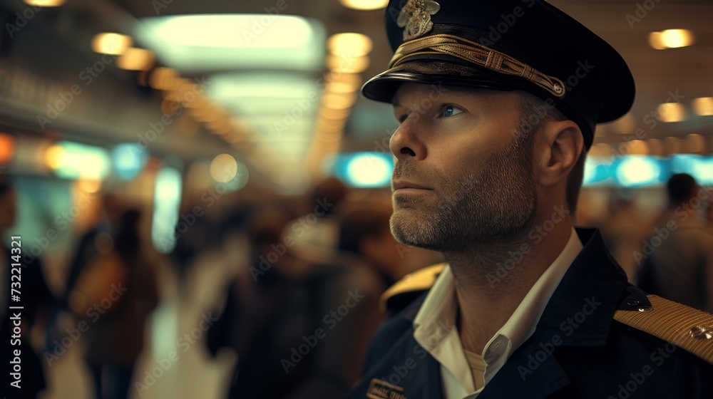 airline pilot with tight flight schedules and weather delays bustling travelers background airline pilot with tight flight schedules and weather delays bustling travelers background