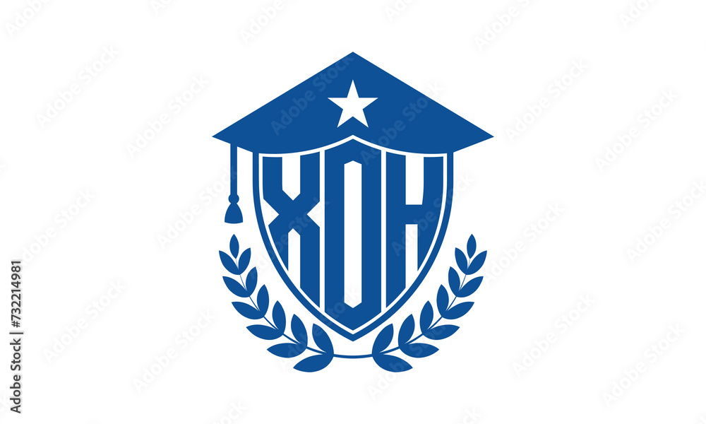 XOH three letter iconic academic logo design vector template. monogram, abstract, school, college, university, graduation cap symbol logo, shield, model, institute, educational, coaching canter, tech XOH three letter iconic academic logo design vector template. monogram, abstract, school, college, university, graduation cap symbol logo, shield, model, institute, educational, coaching canter, tech