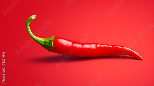 Red chili isolated on red background