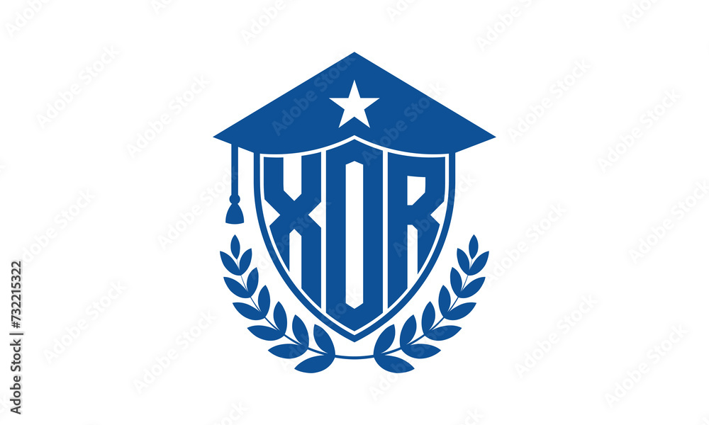 XOR three letter iconic academic logo design vector template. monogram, abstract, school, college, university, graduation cap symbol logo, shield, model, institute, educational, coaching canter, tech XOR three letter iconic academic logo design vector template. monogram, abstract, school, college, university, graduation cap symbol logo, shield, model, institute, educational, coaching canter, tech