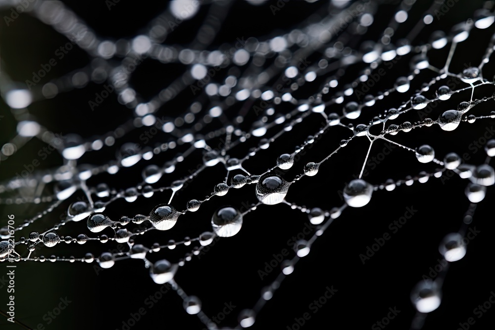 Spider net with water drops, simple composition - obrazy, fototapety, plakaty 