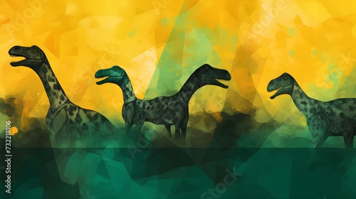 Vibrant Dinosaurs Illustration Wallpaper Background