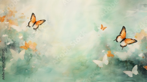 Ethereal Butterflies in Springtime Wallpaper Background