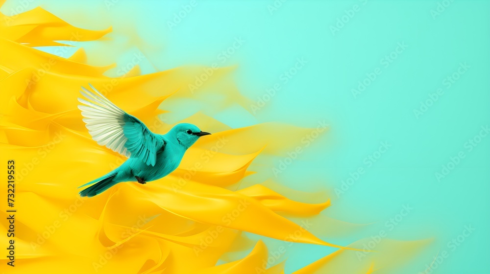 Fototapeta premium Blue Hummingbird in Flight Background Wallpaper