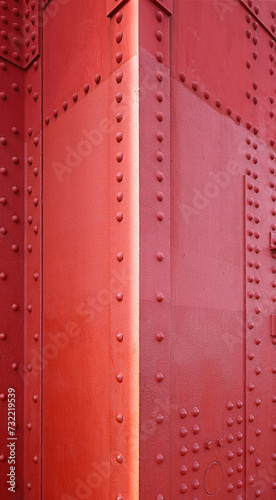 Golden Gate Bridge San Francisco: Close-up details of the nuts and bolts and steel metal sheets building material used to construct the bridge.
