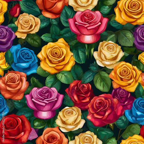 roses background  flowers  love  bunch Ai generated 