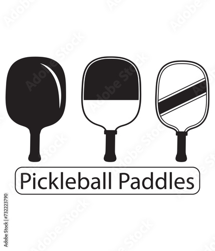 Three Pickleball Paddles Black Vector. You can use it as club logo, banner design etc.