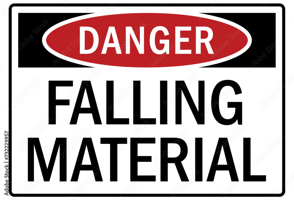Falling material warning sign