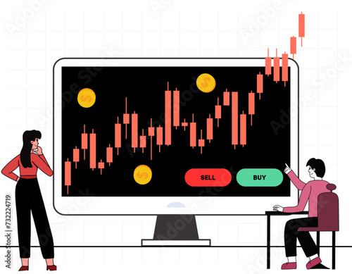 Free vector stock market concept with analysts concept illustration