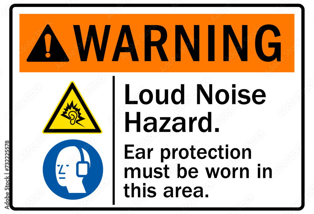 Hearing protection sign loud noise hazard