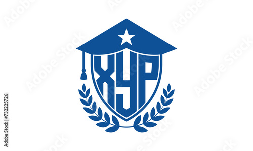 XYP three letter iconic academic logo design vector template. monogram, abstract, school, college, university, graduation cap symbol logo, shield, model, institute, educational, coaching canter, tech photo