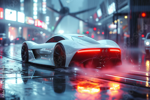 Neon Rush: Exploring Hyper speed in with an Electric White Supercar © Richard
