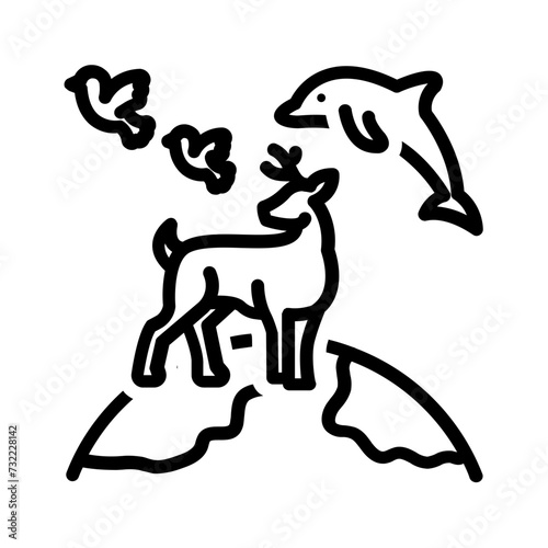 Vector black line icon for Wildlife