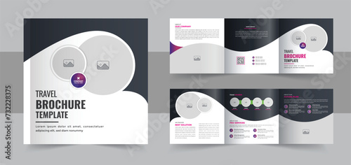 Modern professional square trifold, travel agency square trifold brochure design template vector layout