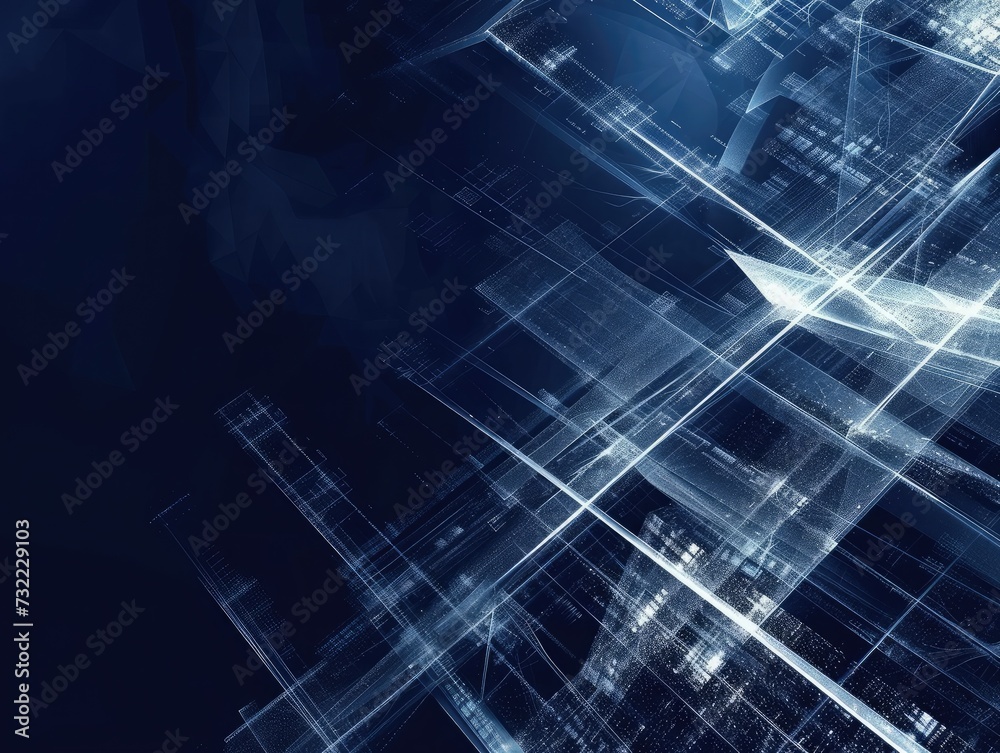 Obraz premium Abstract high technology lines connect of future on dark blue background