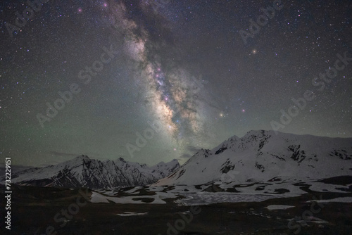 night view of gonbo rongjon mountain in zanskar valley in Ladakh region © vikash