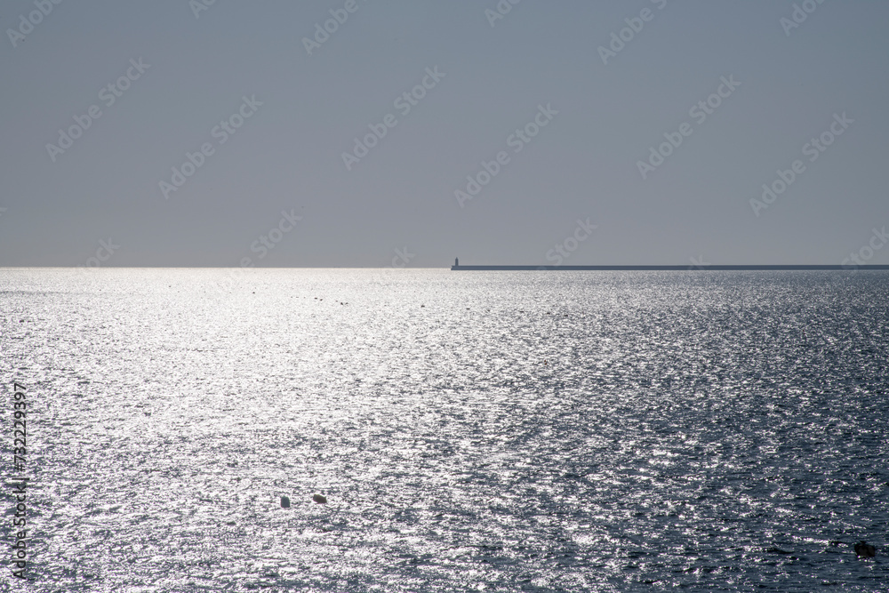 Fototapeta premium Seascape with the horizon on a sunny day