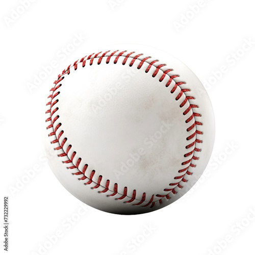 Macro view of baseball isolated on transparent background