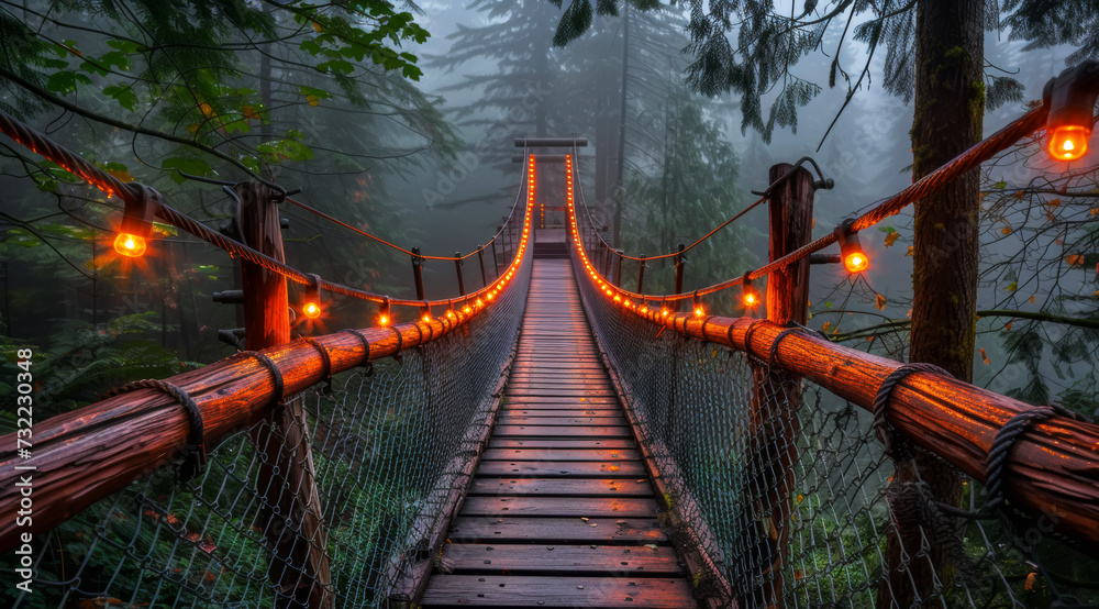 Fototapeta premium Capilano suspension bridge park in vancouver Canada,ai generated