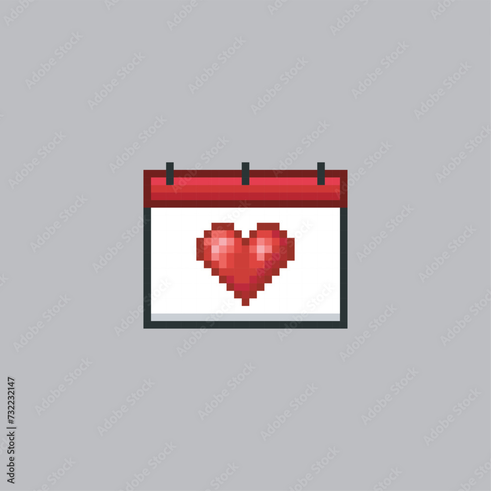 Valentine's Day calendar, pixel art Valentine's Day calendar, pixel art