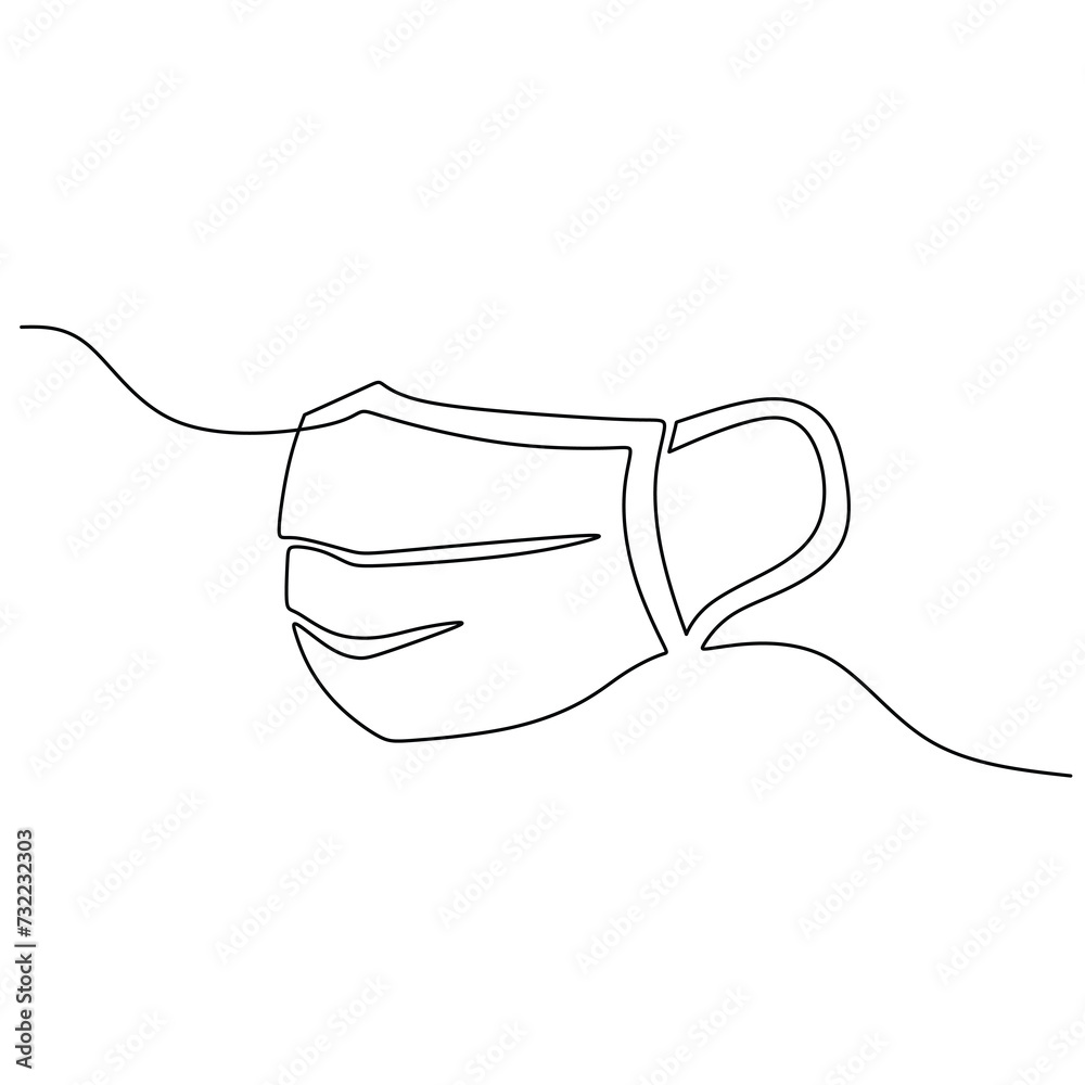 Obraz premium Line drawing of medical face mask. Continuous one line drawing.