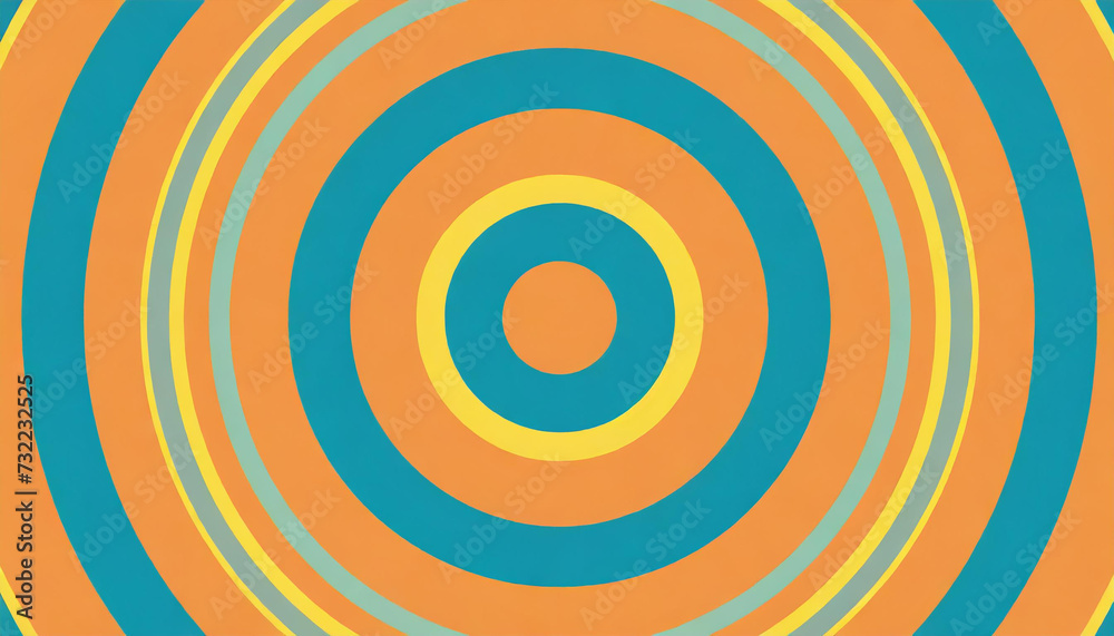 Orange, yellow and blue concentric circle pattern background Orange, yellow and blue concentric circle pattern background