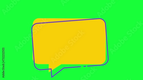 Animation of blank white speech bubble with copy space for writing text on green screen perfect for cartoon, comics or advertisement element