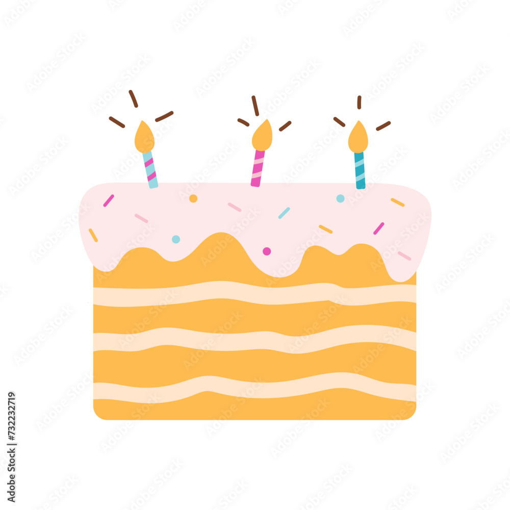 Happy birthday cake hand drawn style icon design Happy birthday cake hand drawn style icon design