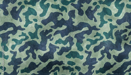 Green camouflage pattern on fabric