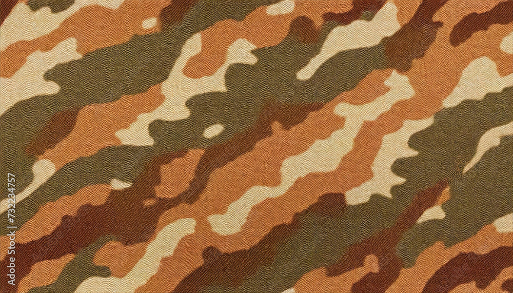 Brown and green camouflage pattern on fabric Brown and green camouflage pattern on fabric