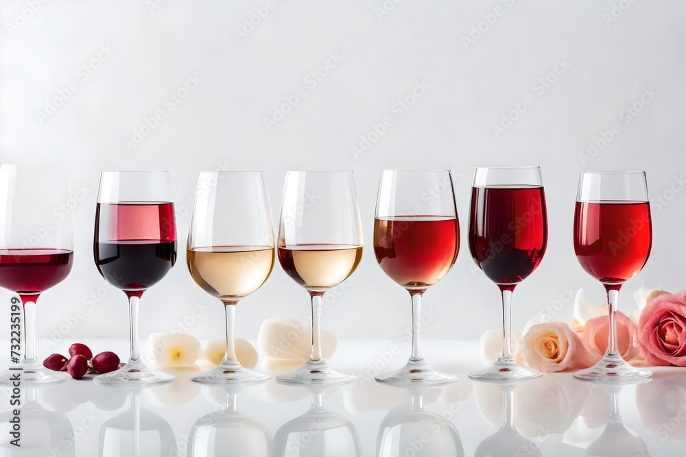 Vine in glasses with white color background for an impact for parties with a designing copy space generated by AI