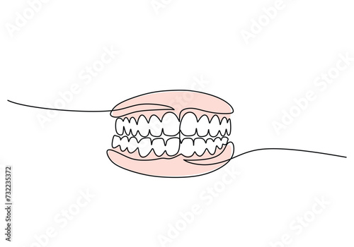 Continuous line drawing of Human teeth malocclusion