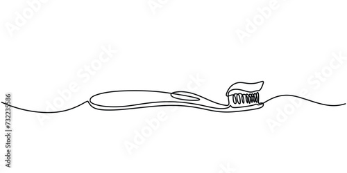 Toothbrush Continuous one line drawing. Brushing teeth care concept. Vector illustration symbol of Oral care center.