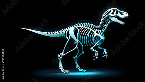 tyrannosaurus rex dinosaur skeleton isolated on black background